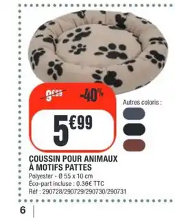 La Foir'Fouille Coussin pour animaux à motifs pattes offre