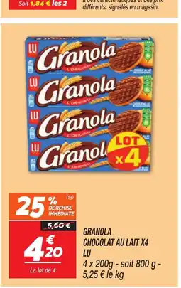 Netto LU Granola chocolat au lait x4 offre