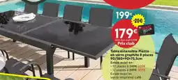 Maxi Bazar Table extensible Piazza en verre graphite 8 places 90/180x90x75.5cm offre