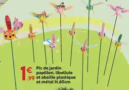 Maxi Bazar Pic de jardin papillon, libellule et abeille plastique et métal offre