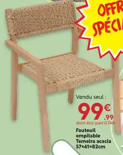 Maxi Bazar Fauteuil empilable Temeira acacia offre
