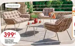 Maxi Bazar Salon Paopao 4 places acier Table basse incluse offre