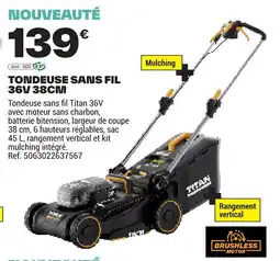 Brico Dépôt TONDEUSE SANS FIL 36V offre