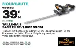 Brico Dépôt TAILLE-HAIE SANS FIL 18V LAME offre
