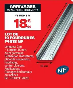 Brico Dépôt LOT DE 10 FOURRURES F4518 NF offre