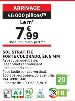 Leroy Merlin Sol stratifié forte colorado, ép. 8 mm offre