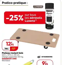 Weldom Luxens Plateau roulant bois offre