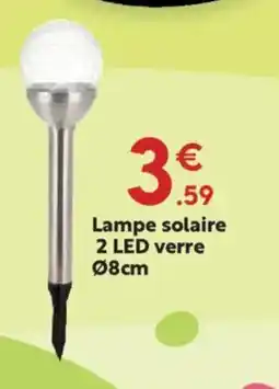 Maxi Bazar Lampe solaire 2 LED verre offre