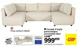 Conforama Canapé d'angle panoramique convertible Abel offre