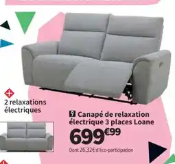 Conforama Canapé de relaxation électrique 3 places Loane offre