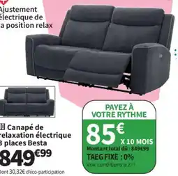 Conforama Canapé de relaxation électrique 3 places Besta offre