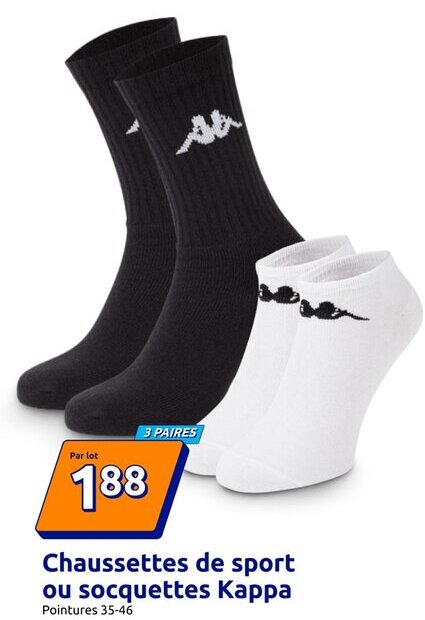 Action KAPPA Chaussettes de sport ou socquettes offre