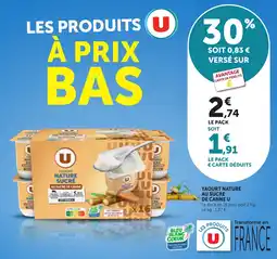Bi1 Yaourt nature au sucre de canne u offre