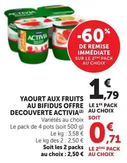 Bi1 Yaourt aux fruits au bifidus offre decouverte activia offre