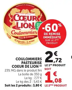 Bi1 Coulommiers pasteurise coeur de lion offre