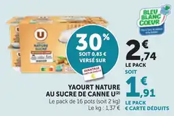 Bi1 Yaourt nature au sucre de canne u offre