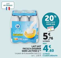 Bi1 Lait uht facile a digerer sans lactose u offre