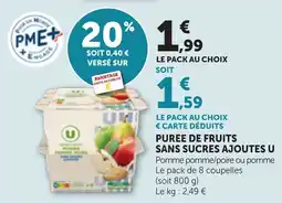 Bi1 Puree de fruits sans sucres ajoutes u offre