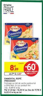 Intermarché Emmental Râpé Président offre