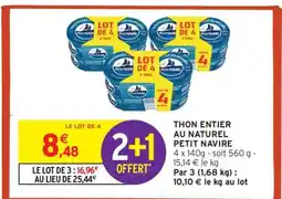 Intermarché Thon entier au naturel 'Petit Navire' offre