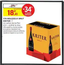 Intermarché VIN MOUSSEUX BRUT KRITER offre