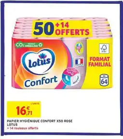Intermarché Papier Hygiénique Confort X50 Rose Lotus offre