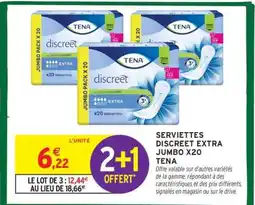 Intermarché SERVIETTES DISCREET EXTRA JUMBO X20 TENA offre