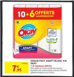 Intermarché ESSUIE-TOUT ADAPT BLANC X10 OKAY offre