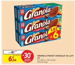 Intermarché GRANOLA POCKET CHOCOLAT AU LAIT LU offre