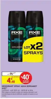 Intermarché Déodorant Spray Aqua Bergamot Axe offre
