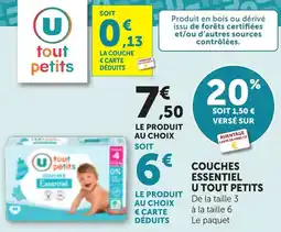 Bi1 Couches essentiel u tout petits offre