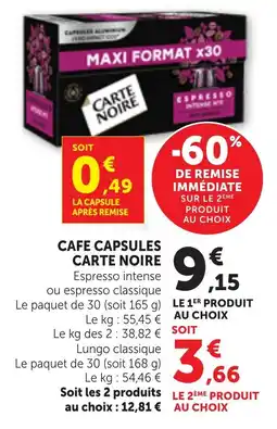 Bi1 Cafe capsules carte noire offre