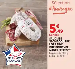 Bi1 Saucisse sèche courbe lorraine pur porc vpf manet frères offre