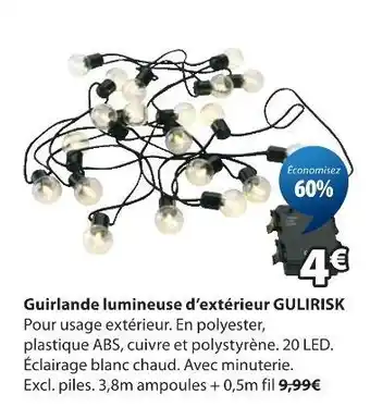 JYSK Guirlande lumineuse d’extérieur gulirisk offre
