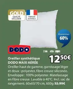 JYSK Dodo oreiller synthétique dodo maxi aérée offre