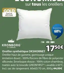 JYSK Kronborg of denmark oreiller synthétique okshornet offre