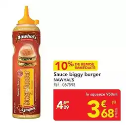METRO Nawhal's - sauce biggy burger offre