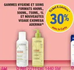 E.Leclerc Parapharmacie Gammes hygiene et soins formats et nouveautes visage exomega aderma offre