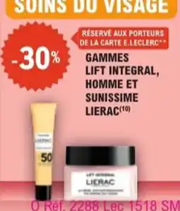 E.Leclerc Parapharmacie Gammes lift integral homme et sunissime lierac offre