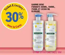 E.Leclerc Parapharmacie Gamme bebe klorane offre
