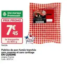 Promocash Poitrine de porc fumée tranchée sans couenne et sans cartilage en cuisine offre