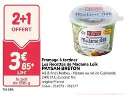 Promocash Fromage à tartiner les recettes de madame loik paysan breton offre