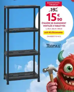 Mr Bricolage Étagère de rangement ventilée 4 tablettes offre