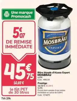 Promocash Bière blonde d'alsace export mosbrau offre