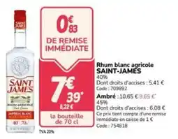 Promocash Rhum blanc agricole saint-james offre