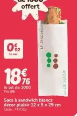 Promocash Sacs à sandwich blancs décor plaisir offre