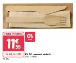 Promocash Kit 3/1 couverts en bois offre