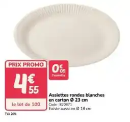 Promocash Assiettes rondes blanches en carton offre