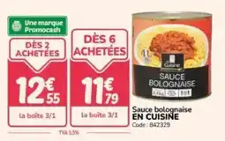 Promocash Sauce bolognaise en cuisine offre