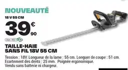Brico Dépôt Taille-haie sans fil 18v 55 cm offre